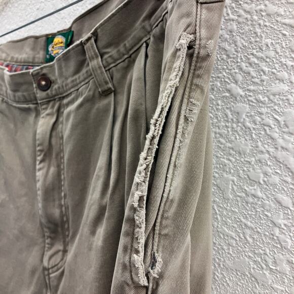 Cabela's Khaki Tan Red Plaid Flannel Lined Pocket Zip Hunting Outdoor Pants READ - Picture 12 of 14